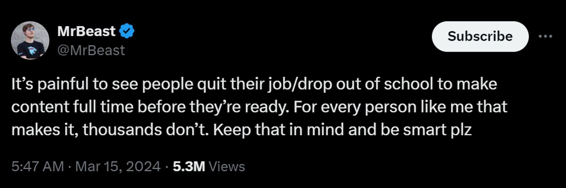 Jimmy urges fans to exercise caution before quitting their works (Image via X)
